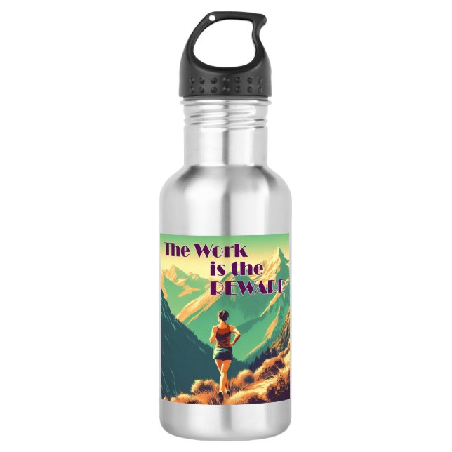 Die Arbeit ist die Belohnung Frauen Runner Mountai Edelstahlflasche (Vorderseite)