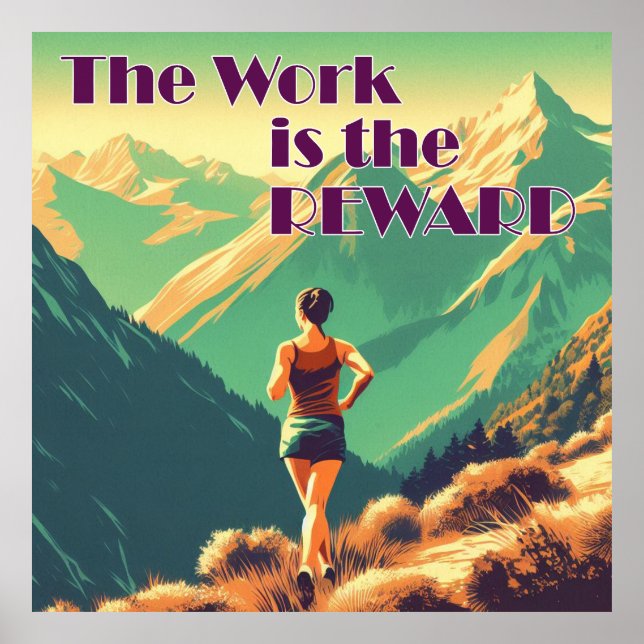 Die Arbeit ist die Belohnung Frauen Runner Mountai Poster (Vorne)