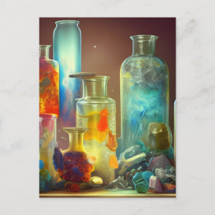 Die Arbeitsplatte des Alchemisten Fantasy  Postkarte