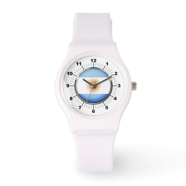 Die argentinische Flagge Sporty White Silicon Watc Armbanduhr (Vorderseite)