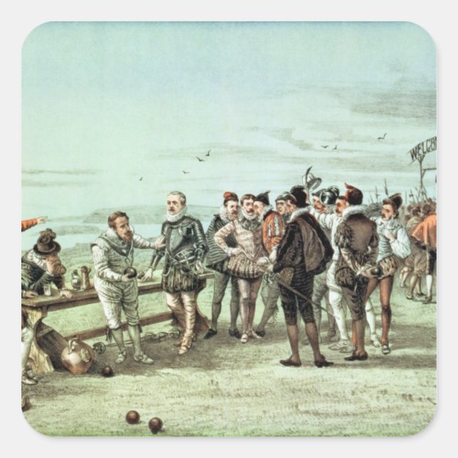 Die Armada von 1888 in Sicht Quadratischer Aufkleber (Vorderseite)