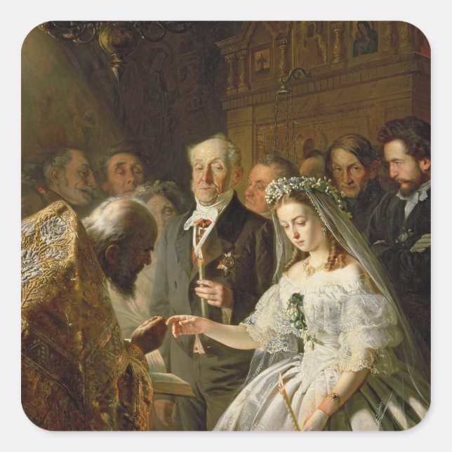 Die arrangierte Ehe von 1862 Quadratischer Aufkleber (Vorderseite)