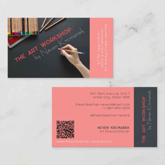 Die Art Workshop Red Artist Business Card Visitenkarte (Vorne/Hinten)