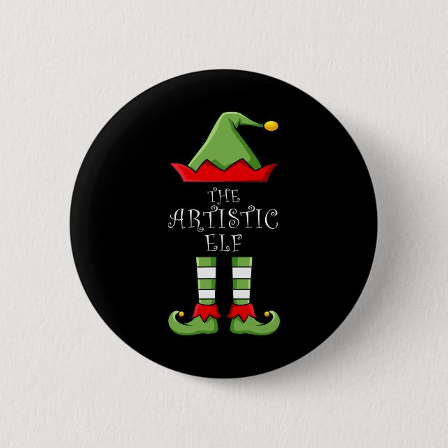Die Artistic Elf Fun Family Matching Group Pajama Button (Vorderseite)