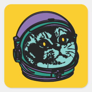 Die Astro Katzen-Atmung verstärkt… Quadratischer Aufkleber