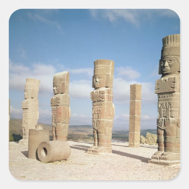 Die atlanteanischen Säulen oben auf der Pyramide B Quadratischer Aufkleber (Vorderseite)