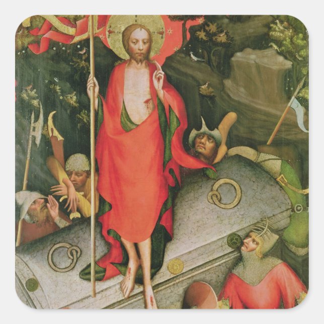 Die Auferstehung, c.1380 Quadratischer Aufkleber (Vorderseite)