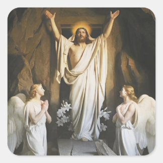 Die Auferstehung durch Carl Bloch, religiöse Kunst Quadratischer Aufkleber