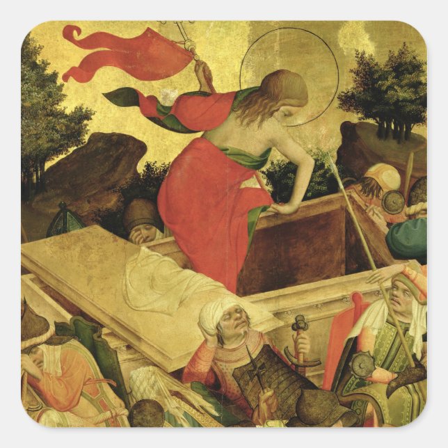 Die Auferstehung, Panel vom St. Thomas Altar Quadratischer Aufkleber (Vorderseite)
