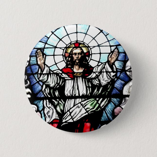 Die Auferstehung unseres Lords (Buntglas) Button (Vorderseite)