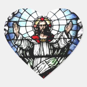 Die Auferstehung unseres Lords (Buntglas) Herz-Aufkleber
