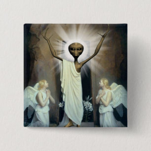 Die Auferstehung von Alien Jesus Button