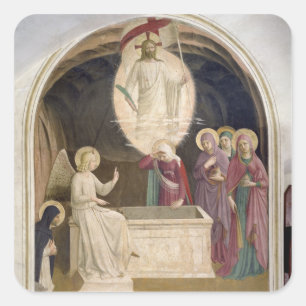 Die Auferstehung von Christus und von frommen Quadratischer Aufkleber