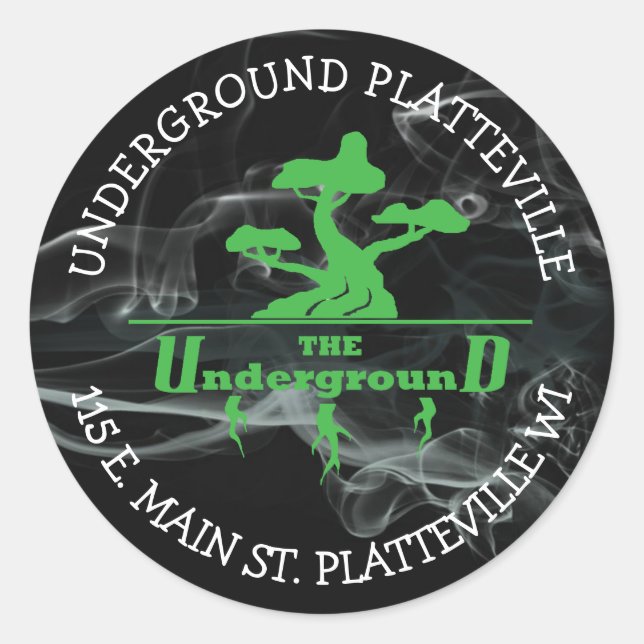 Die Aufkleber für das Untergrund Vaping Shop-Logo (Vorderseite)