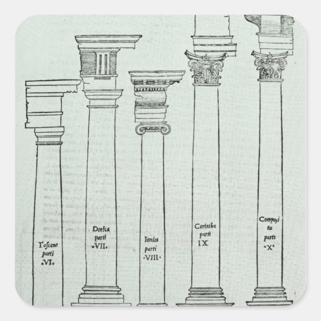 Die Aufträge der Architektur Quadratischer Aufkleber (Vorderseite)