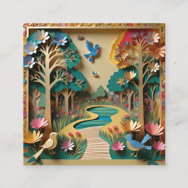 Die aufwändig detaillierte Goldfarbe 3D-Papier-Sei Quadratische Visitenkarte (Vorderseite)