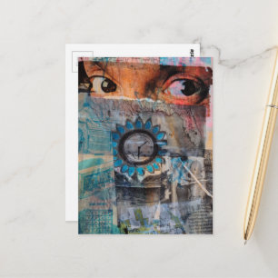 Die Augäpfel abstraktes Junk Journal Collage Postkarte