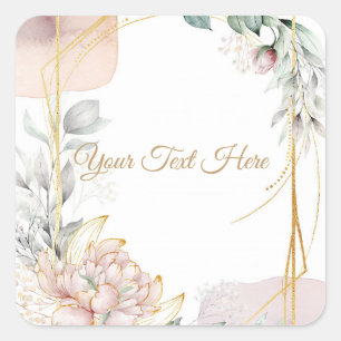 Die Aureate Rahmen Florale Grünzeug Hochzeit  Quadratischer Aufkleber