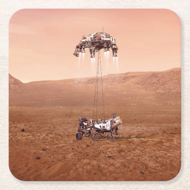 Die Ausdauer lief sicher auf den Mars. Rechteckiger Pappuntersetzer (Vorderseite)
