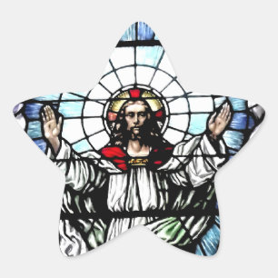 Die Aussicht auf das Glasfenster von Jesus Stern-Aufkleber