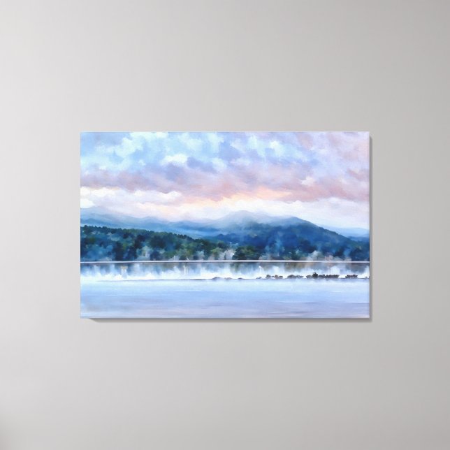 Die Aussicht auf den Adirondack Morning Lake Leinwanddruck (Vorderseite)