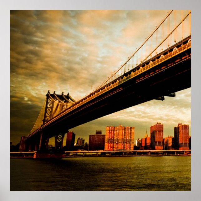 Die Aussicht auf die Brücke von Manhattan von der  Poster (Vorne)