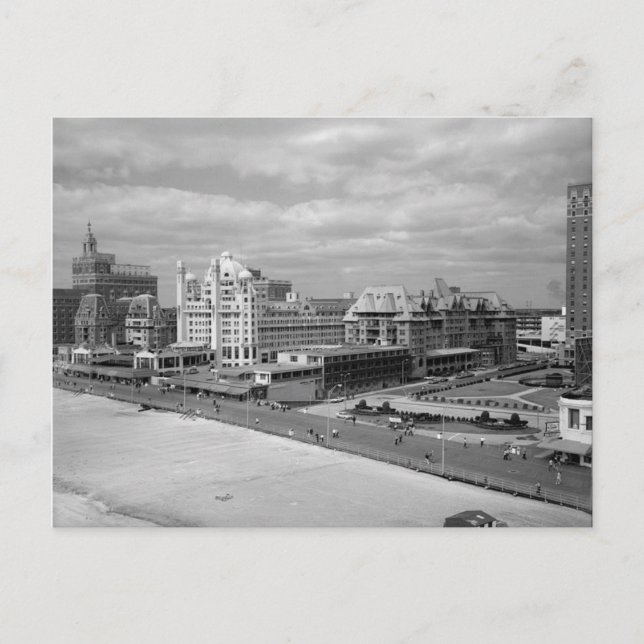 Die Aussicht auf die Promenade von Atlantic City Postkarte (Vorderseite)