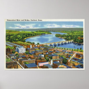 Die Aussicht auf die Stadt und den Connecticut Poster