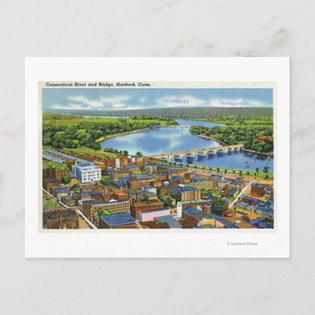Die Aussicht auf die Stadt und den Connecticut Postkarte (Vorderseite)