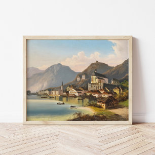 Die Aussicht auf Hallstatt   Johann Wilhelm Jankow Poster