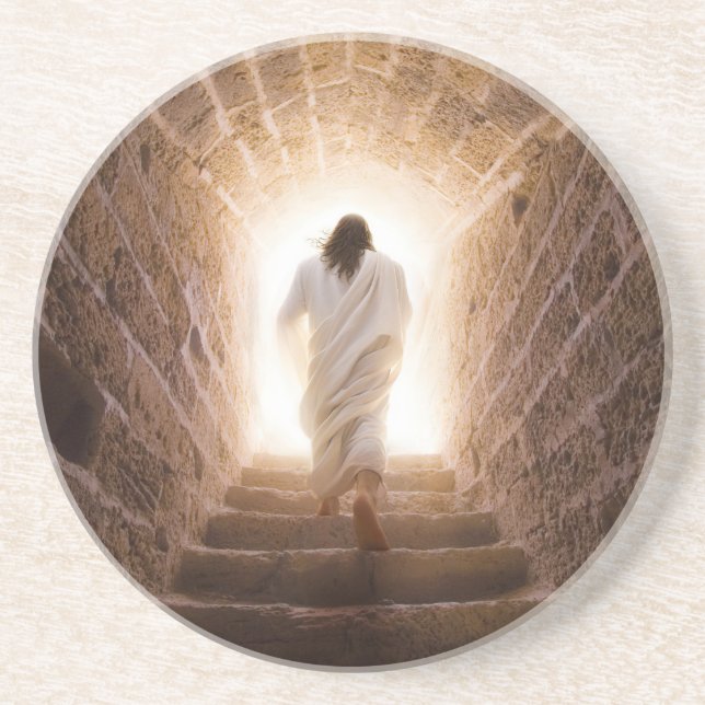 Die Aussicht - Jesus geht ins Licht Getränkeuntersetzer (Vorne)