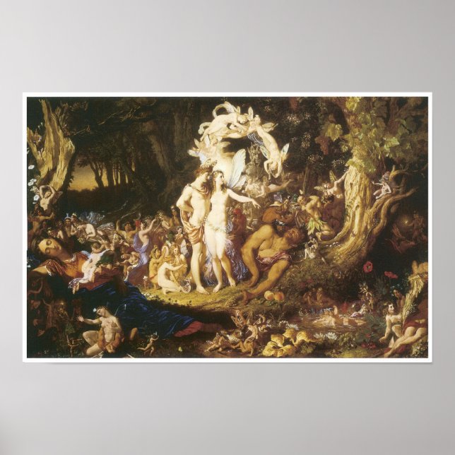 Die Aussöhnung von Oberon und Titania, 1847 Poster (Vorne)