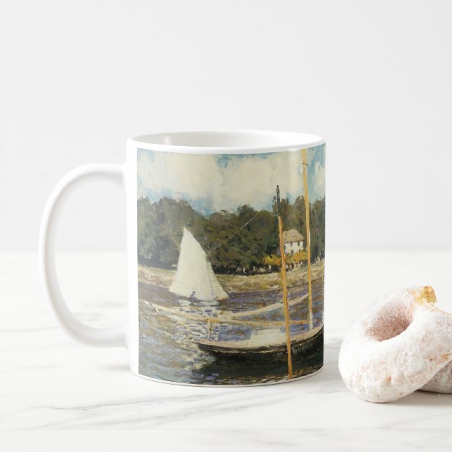 Die Autobahnbrücke in Argenteuil von Claude Monet Kaffeetasse (Mit Donut)