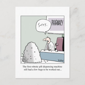 Die automatische Pillenausgabekarte Postkarte