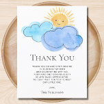 Die Baby-Dusche von Sunshine and Clouds Boy freut  Postkarte<br><div class="desc">Die Babydusche dieses niedlichen Jungen ist dank der Postkarte mit Aquarellwolken und der Sonne dekoriert. Einfach anpassbar. Wenn wir unsere Kunstwerke erstellen,  werden Sie dieses exakte Bild von anderen Designern nicht finden. Original Wasserfarbe © Michele Davies.</div>