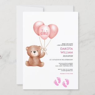 Die Babydusche eines Girl Teddy Bären Einladung
