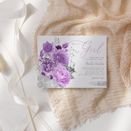 Die Babydusche "Girl Floral Boho" ist modern Lila Einladung