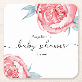 Die Babydusche Papier Untersetzer Peonies
