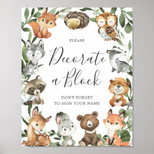 Die Babydusche von Waldtieren dekoriert ein Blockz Poster