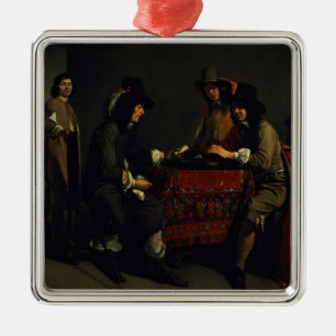Die backgammon-Spieler Silbernes Ornament