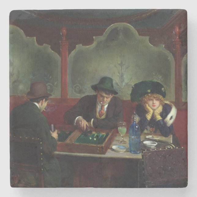 Die backgammon-Spieler Steinuntersetzer (Vorderseite)