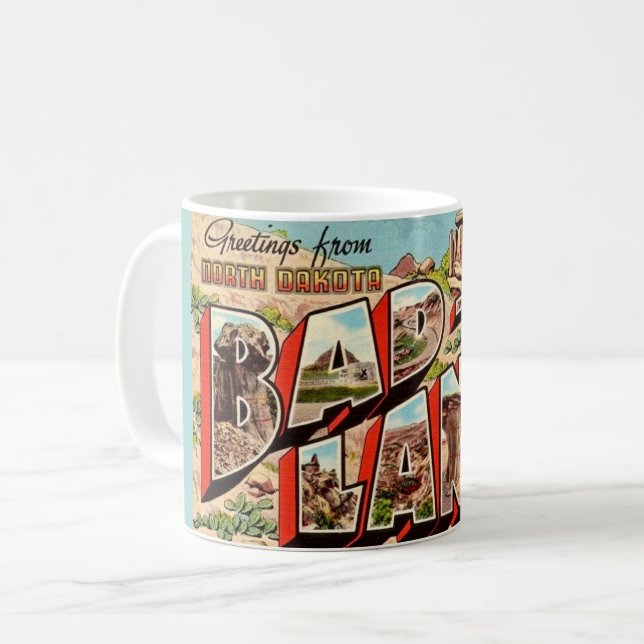 Die Badlands-Postkarte Kaffeetasse (Vorderseite Links)