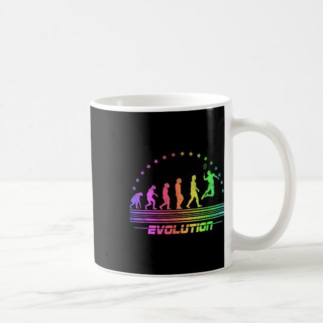 Die Badminton Evolutionen Retro Shuttle Men Badmi Kaffeetasse (Rechts)
