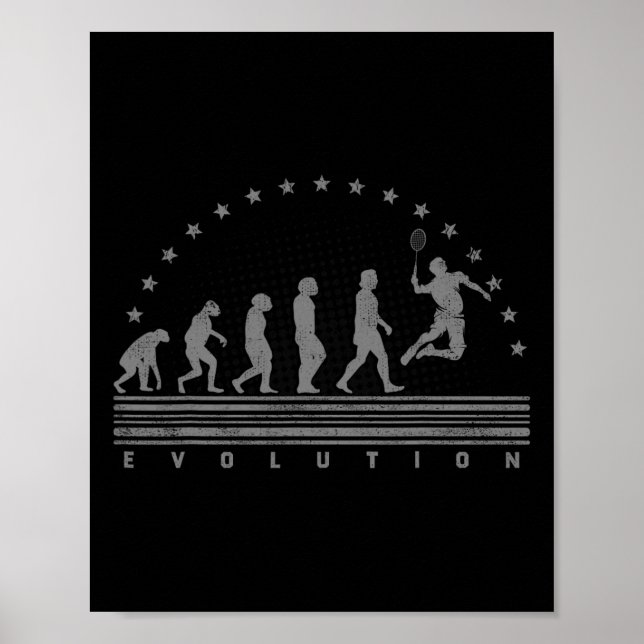 Die Badminton Evolutionen Retro Shuttle Men Badmi Poster (Vorne)