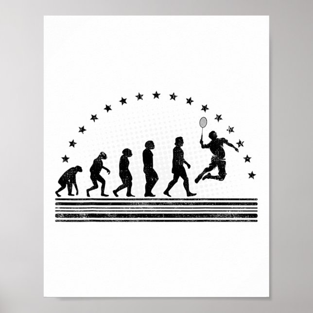 Die Badminton Evolutionen Retro Shuttle Men Badmi Poster (Vorne)