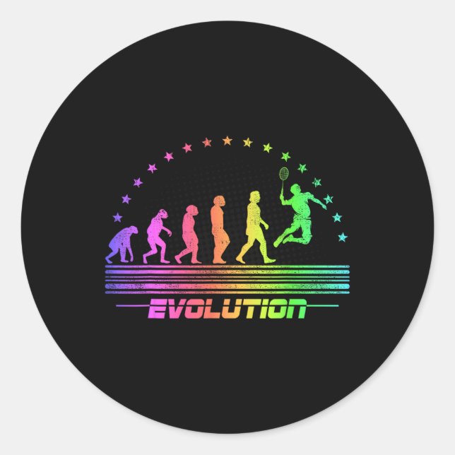 Die Badminton Evolutionen Retro Shuttle Men Badmi Runder Aufkleber (Vorderseite)