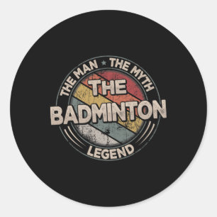 Die Badminton Legends Retro Shuttle Men's Badminto Runder Aufkleber