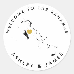 Die Bahamas-Begrüßungstafel, schwarz Runder Aufkleber