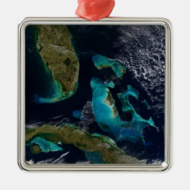 Die Bahamas, Florida und Kuba Silbernes Ornament (Vorne)