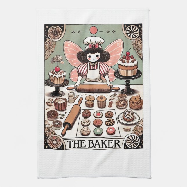 Die Baker Tarot Card Fairy Geschirrtuch (Vertikal)